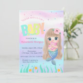 Onder het Zee, Mermaid Star Holographic Baby showe Kaart (Staand voorkant)