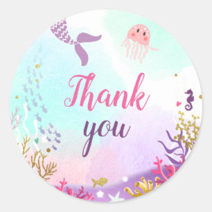 Onder het Zee "Mermaid Sticker Cupcake Topper roze