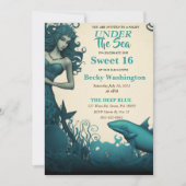 Onder het Zee Mermaid Sweet 16 Uitnodiging (Voorkant)