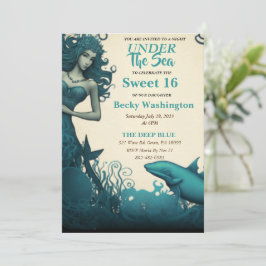 Onder het Zee Mermaid Sweet 16 Uitnodiging