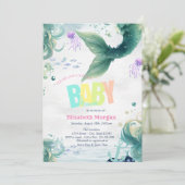 Onder het Zee, Mermaid Tail Baby shower Kaart (Staand voorkant)