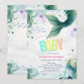 Onder het Zee, Mermaid Tail Baby shower Kaart (Voorkant / Achterkant)