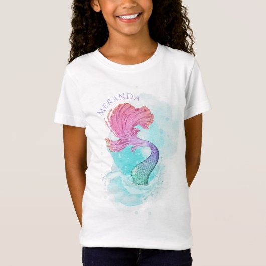 Onder het Zee | Mermaid Tail gepersonaliseerd T-shirt (Voorkant)