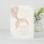 Onder het Zee Mermaid Tail verjaardagsfeest Kaart (Staand voorkant)