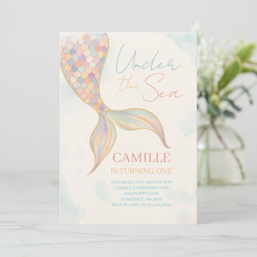Onder het Zee Mermaid Tail verjaardagsfeest Kaart (Staand voorkant)