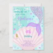 Onder het Zee Mermaid Tail Verjaardagsuitnodiging Kaart (Voorkant)