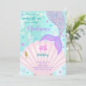 Onder het Zee Mermaid Tail Verjaardagsuitnodiging Kaart (Staand voorkant)