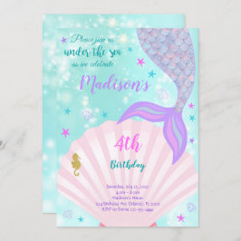 Onder het Zee Mermaid Tail Verjaardagsuitnodiging Kaart
