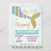 Onder het Zee Mermaid Tail Verjaardagsuitnodiging Kaart (Voorkant)