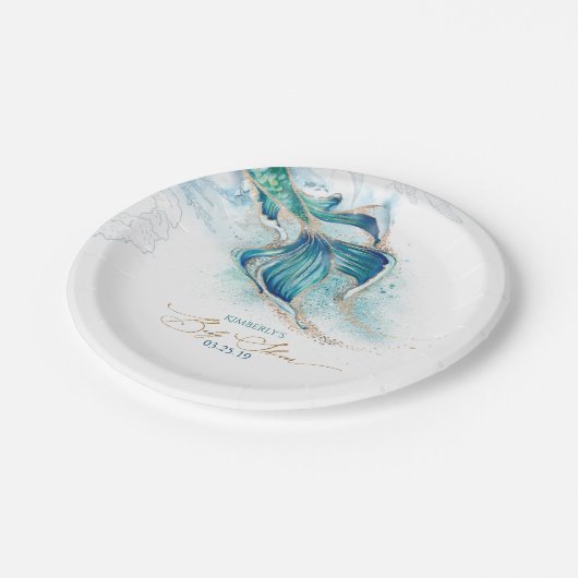 Onder het Zee Mermaid Themd Baby shower Papieren Bordje (Gekanteld)