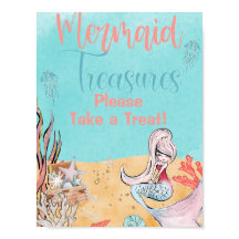 Onder het Zee Mermaid Treasure Favor Sign
