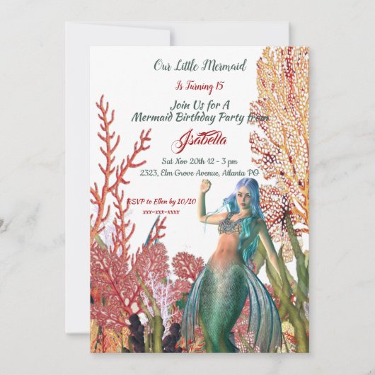 Onder het Zee Mermaid Tropical Coral Reef Birthday Kaart (Voorkant)