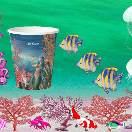 Onder het Zee Mermaid Tropical Coral Reef Birthday Papieren Bekers