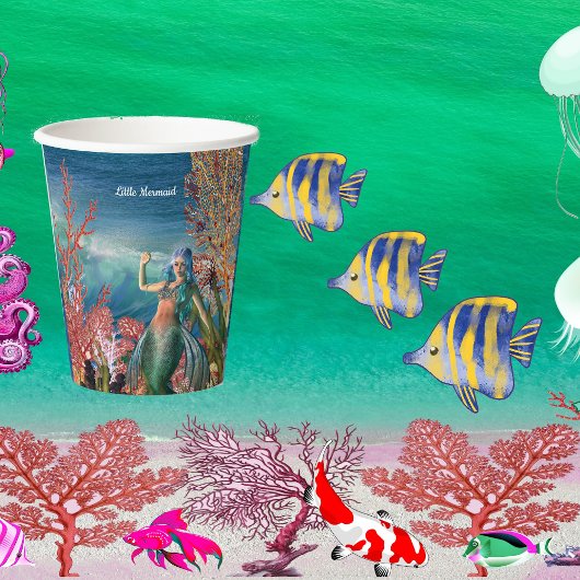 Onder het Zee Mermaid Tropical Coral Reef Birthday Papieren Bekers