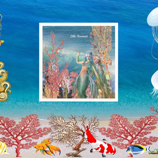 Onder het Zee Mermaid Tropical Coral Reef Birthday Servet