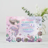 Onder het Zee Mermaid Turtle Narwhal Birthday Kaart (Staand voorkant)