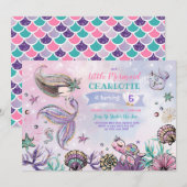 Onder het Zee Mermaid Turtle Narwhal Birthday Kaart (Voorkant / Achterkant)