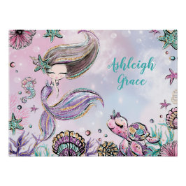 Onder het Zee Mermaid & Turtle Nursery Baby Girl Perfect Poster