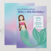 Onder-het-Zee Mermaid verjaardagsfeestje Kaart (Voorkant / Achterkant)