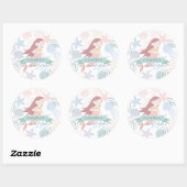 Onder het Zee Mermaid White Birthday Ronde Sticker (Vel)