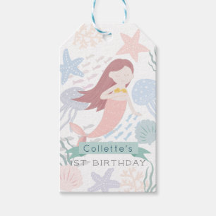 Onder het Zee Mermaid Zee Green Birthday Cadeaulabel