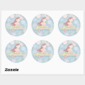 Onder het Zee Mermaid Zee Green Birthday Ronde Sticker (Vel)