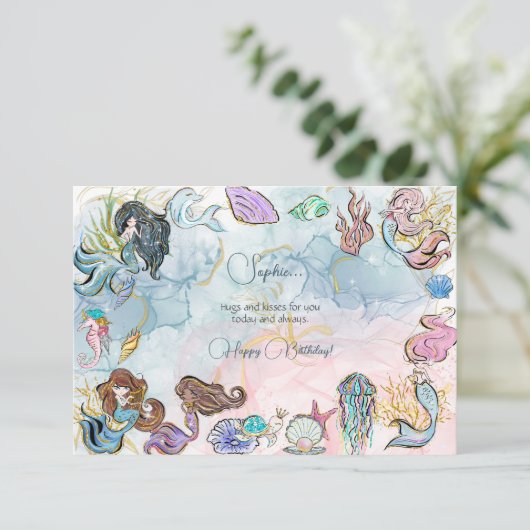 Onder het zee Mermaids kinder blijdschap Kaart (Staand voorkant)