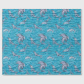 Onder het Zee met dolfijnen verjaardagsfeestje Cadeaupapier (Vlak)