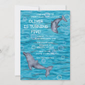 Onder het Zee met dolfijnen verjaardagsfeestje Kaart (Voorkant)