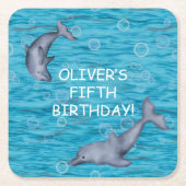 Onder het Zee met dolfijnen verjaardagsfeestje Kartonnen Onderzetters (Voorkant)