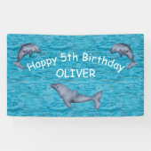 Onder het Zee met dolfijnen verjaardagsfeestje Spandoek (Horizontaal)