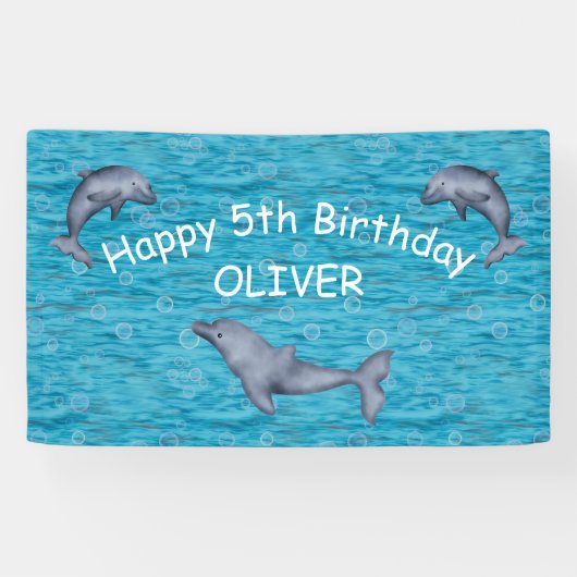 Onder het Zee met dolfijnen verjaardagsfeestje Spandoek (Horizontaal)