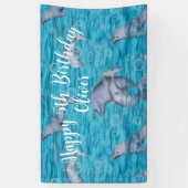 Onder het Zee met dolfijnen verjaardagsfeestje Spandoek (Verticaal)