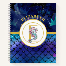 Onder het Zee met Seahorse Unicorn voeg Initiaal t Notitieboek