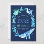 Onder het Zee met walvissen, kwallen, Zee paarden Kaart (Voorkant)