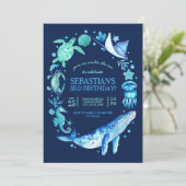 Onder het Zee met walvissen, kwallen, Zee paarden Kaart (Staand voorkant)