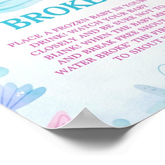 Onder het zee Mijn Water brak Baby shower Spel tek Poster (Hoek)
