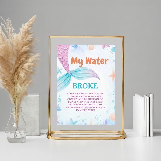 Onder het zee Mijn Water brak Baby shower Spel tek Poster