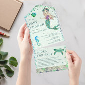Onder het Zee Mint Green Mermaid Baby shower All In One Uitnodiging
