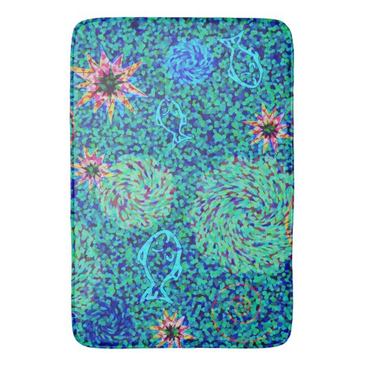 Onder het Zee Mosaic Fish Stars Bath Mat (Voorkant Verticaal)