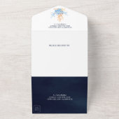 Onder het Zee Nautical Anchor Navy Blue Wedding All In One Uitnodiging (Buitenkant)