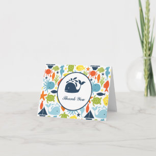 Onder het Zee, Nautical Baby shower bedankje Bedankkaart