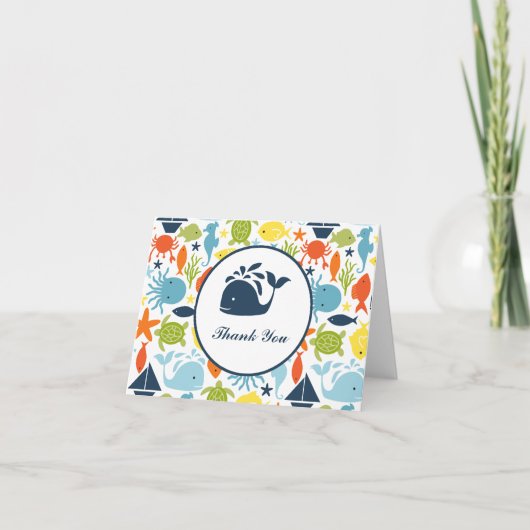 Onder het Zee, Nautical Baby shower bedankje Bedankkaart (Voorkant)