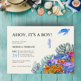 Onder het Zee Nautical Boy Baby shower Modern Invi Kaart