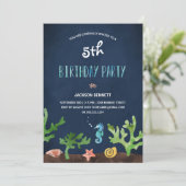 Onder het Zee | Nautical Kids Birthday Party Kaart (Staand voorkant)