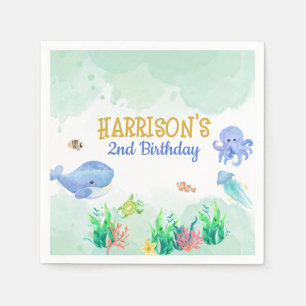 Onder het Zee Nautical kids Verjaardagsfeest Servet