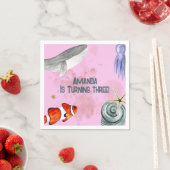 Onder het Zee Nautical Kids Verjaardagsfeestje Roz Servet (Insitu)