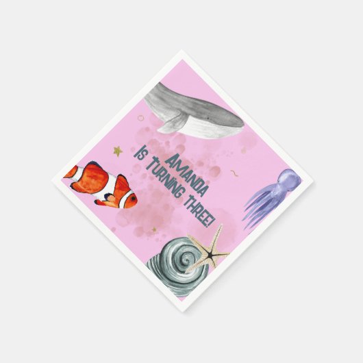 Onder het Zee Nautical Kids Verjaardagsfeestje Roz Servet (Hoek)