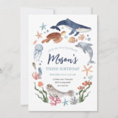 Onder het Zee Nautical Ocean Animals Boy Birthday Kaart (Voorkant)