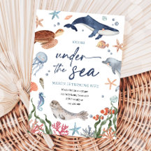 Onder het Zee Nautical Ocean Animals Boy Birthday